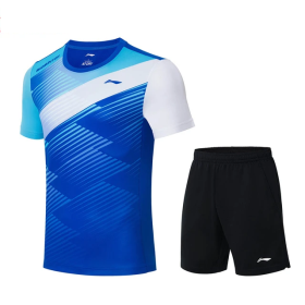 Комплект чоловічий шорти з футболкою (блакитний/чорний)